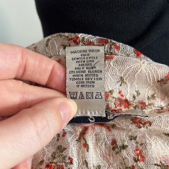 American Rag Pink Mesh Floral Button Down Blouse with Red Flowers - Picture 9 of 10